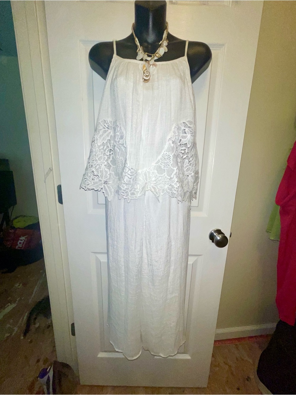 White Lace Overlay Jumpsuit